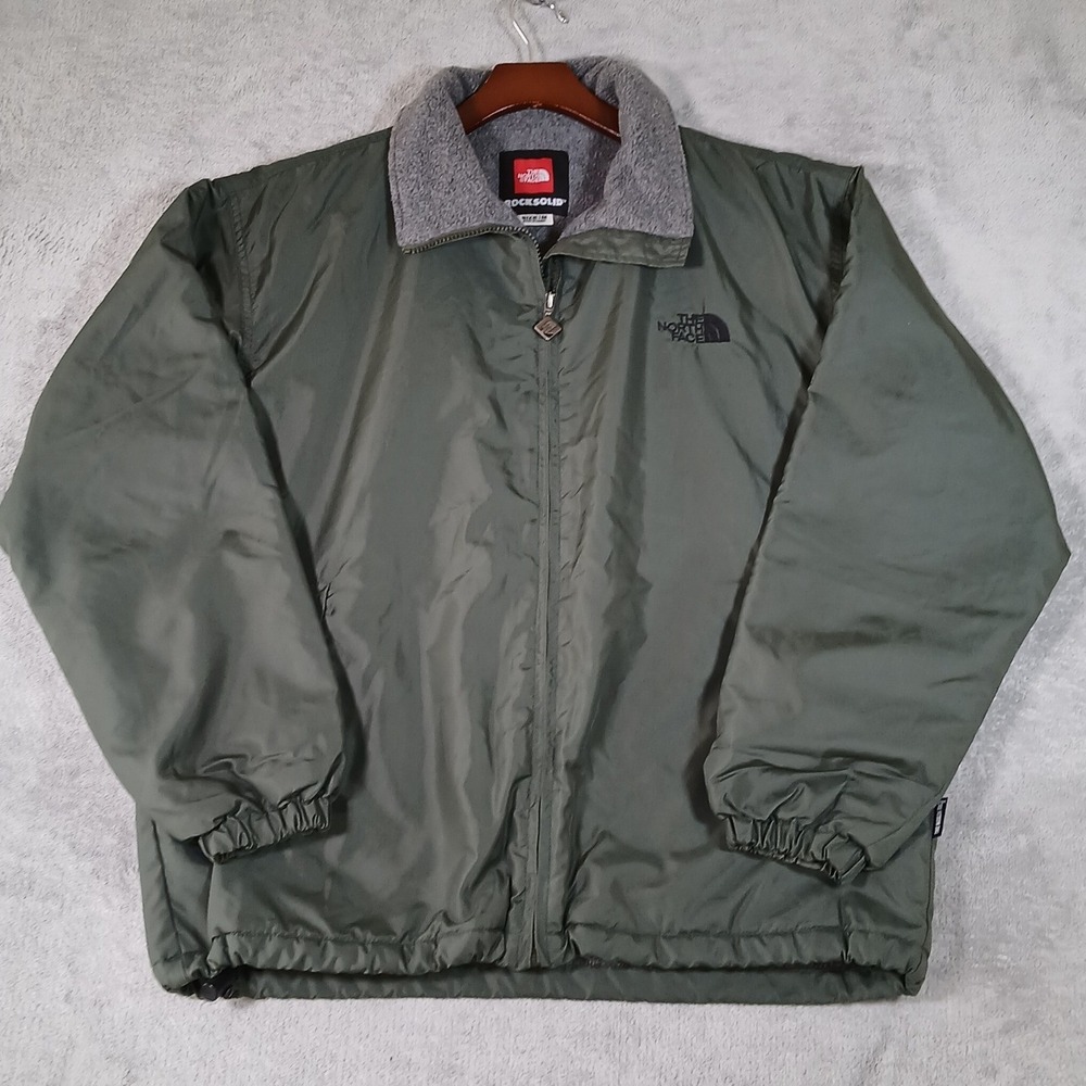 North Face Jacket Mens M Rock Solid Olive Green Polartec Fleece Lined 90s